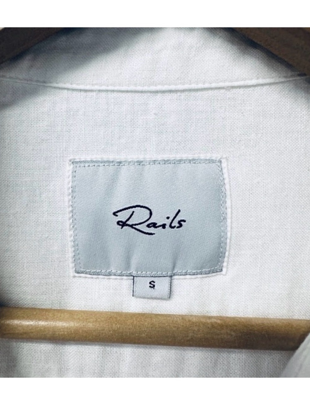 Rails Charli button down metallic gold star white linen blend top, small - Picture 4 of 13
